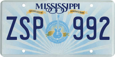 MS license plate ZSP992