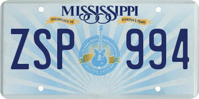 MS license plate ZSP994