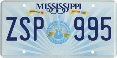 MS license plate ZSP995