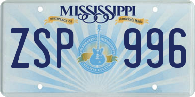 MS license plate ZSP996