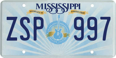 MS license plate ZSP997