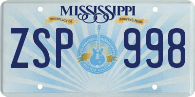 MS license plate ZSP998