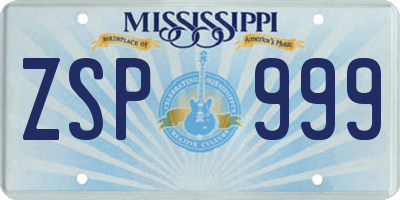 MS license plate ZSP999