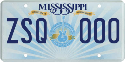 MS license plate ZSQ000
