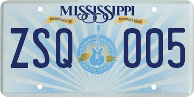 MS license plate ZSQ005