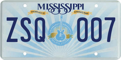 MS license plate ZSQ007