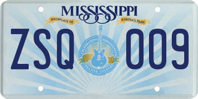 MS license plate ZSQ009