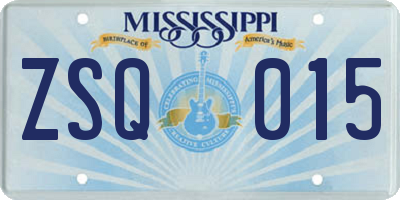 MS license plate ZSQ015