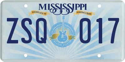 MS license plate ZSQ017