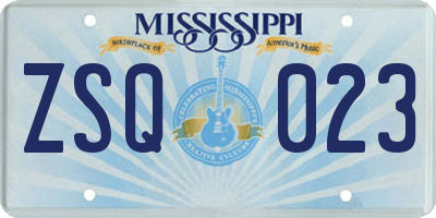 MS license plate ZSQ023