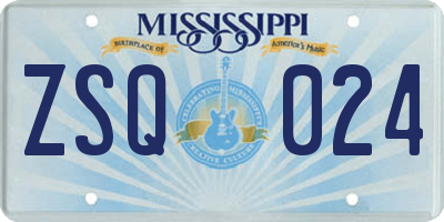 MS license plate ZSQ024