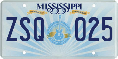 MS license plate ZSQ025