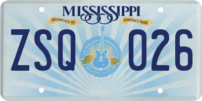 MS license plate ZSQ026