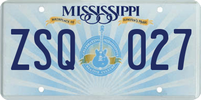 MS license plate ZSQ027