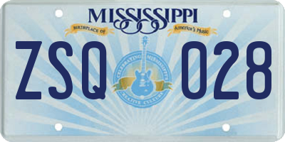 MS license plate ZSQ028