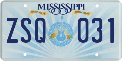 MS license plate ZSQ031