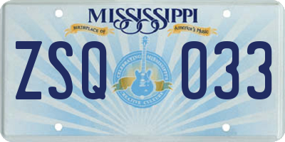MS license plate ZSQ033