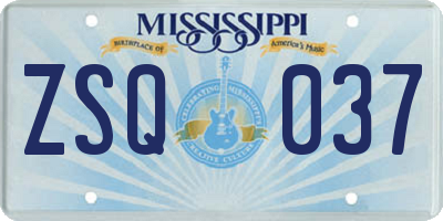 MS license plate ZSQ037