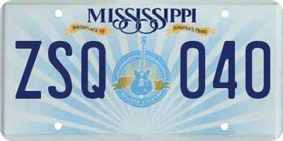 MS license plate ZSQ040