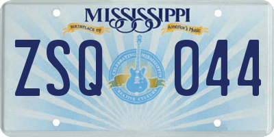 MS license plate ZSQ044
