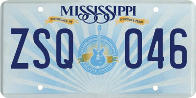 MS license plate ZSQ046