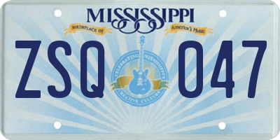 MS license plate ZSQ047