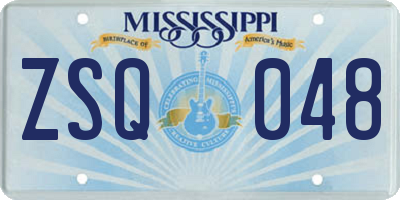 MS license plate ZSQ048