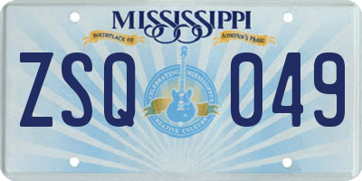 MS license plate ZSQ049
