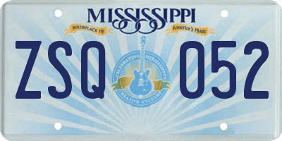 MS license plate ZSQ052
