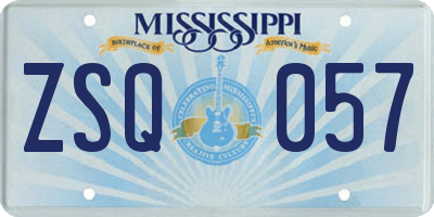 MS license plate ZSQ057