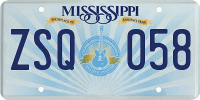 MS license plate ZSQ058