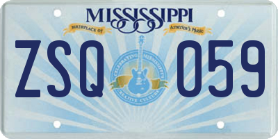 MS license plate ZSQ059