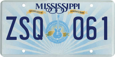 MS license plate ZSQ061