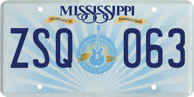MS license plate ZSQ063