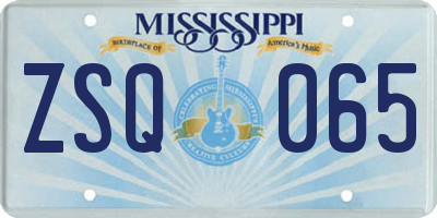 MS license plate ZSQ065