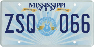MS license plate ZSQ066