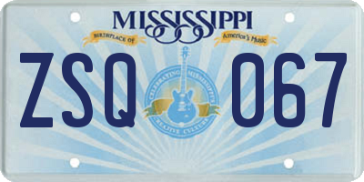 MS license plate ZSQ067