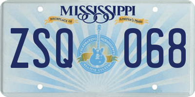 MS license plate ZSQ068