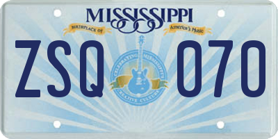 MS license plate ZSQ070