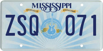 MS license plate ZSQ071