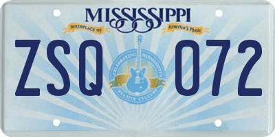MS license plate ZSQ072