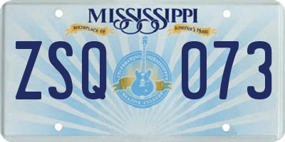 MS license plate ZSQ073