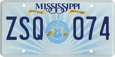 MS license plate ZSQ074