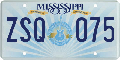 MS license plate ZSQ075
