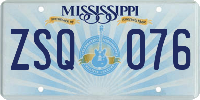 MS license plate ZSQ076
