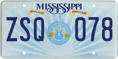 MS license plate ZSQ078