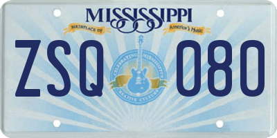 MS license plate ZSQ080