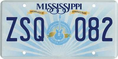 MS license plate ZSQ082