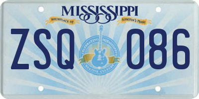 MS license plate ZSQ086