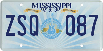 MS license plate ZSQ087